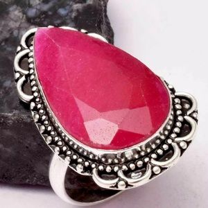 Vintage Sterling Silver Natural Kashmir Ruby  925 Ring 9.25